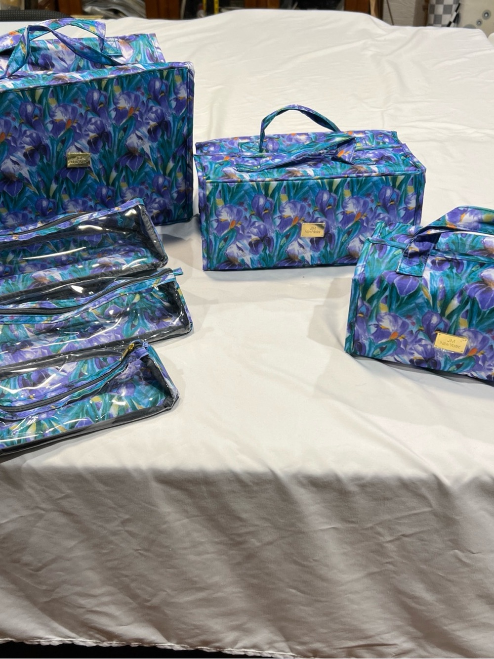 SM New York Floral Purple & Teal Cosmetic Bag Set